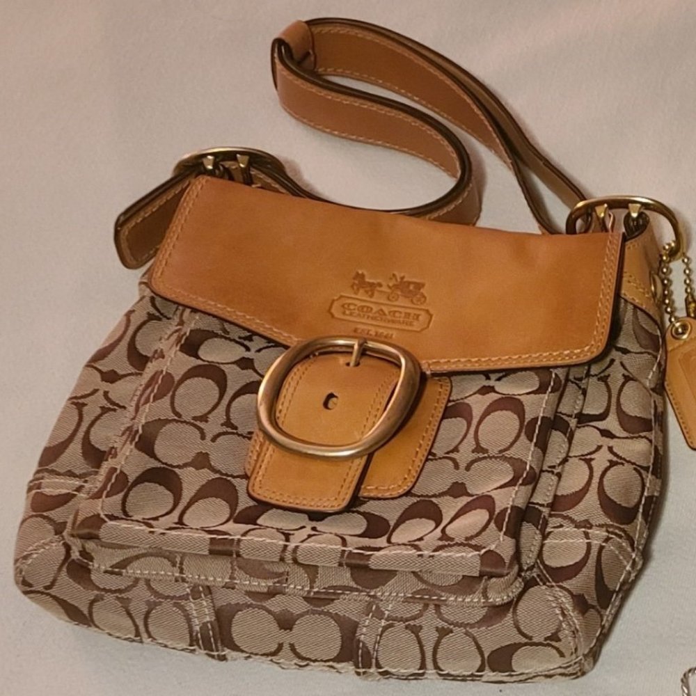 Coach Vintage Saddle Bag Style Purse with Large Buckles